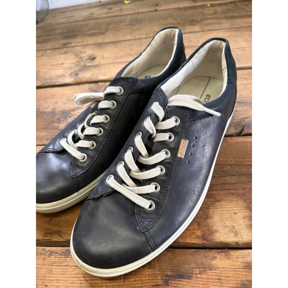 ECCO Soft 7 Womens Black Leather Low Top Sneakers Size 40